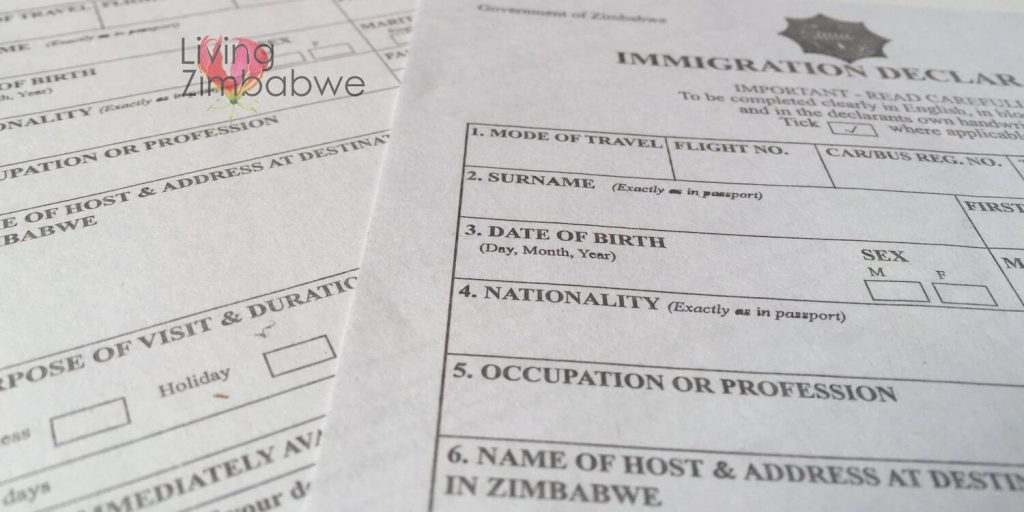 Government of Zimbabwe Immigration Declaration Form