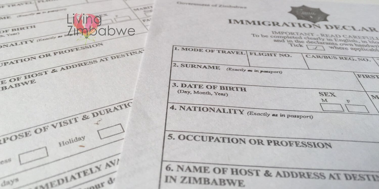 Government of Zimbabwe Immigration Declaration form LZ Living Zimbabwe
