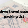 Zimbabwe travel essentials packing list